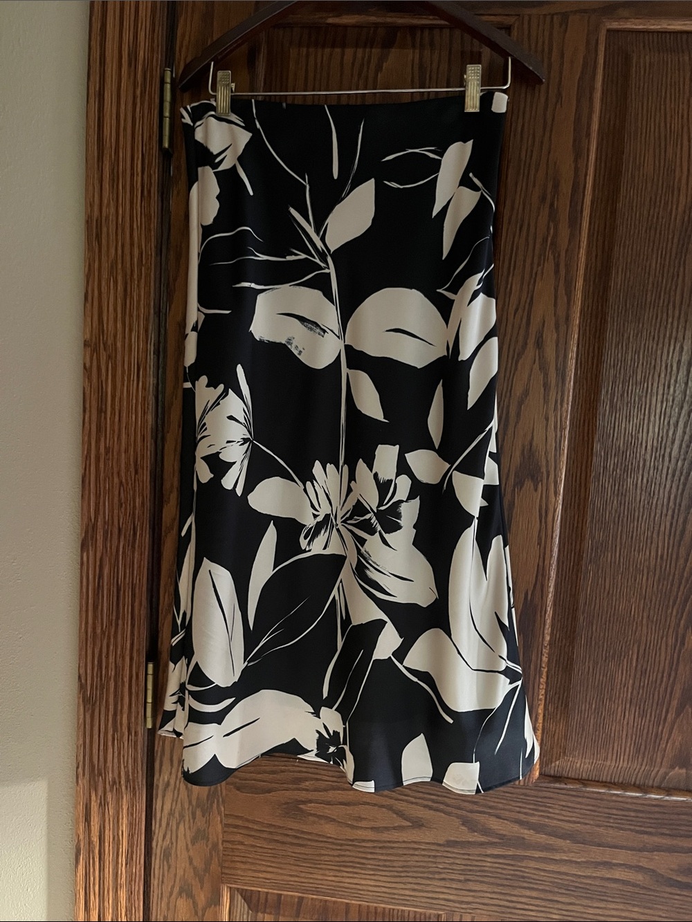 Milly Black and White Floral A-Line Skirt